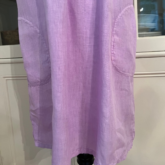 120% Lino Linen Dress, Purple Lilac, Size 46/US Medium, Ruffled - Picture 3 of 11